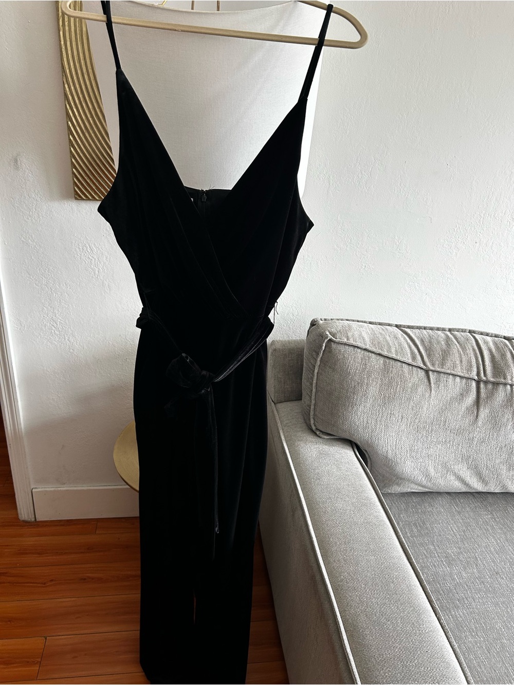 David Bridal Black Velvet Wide Leg Palazzo Jumpsuit Size 18 Whimsigoth Evening